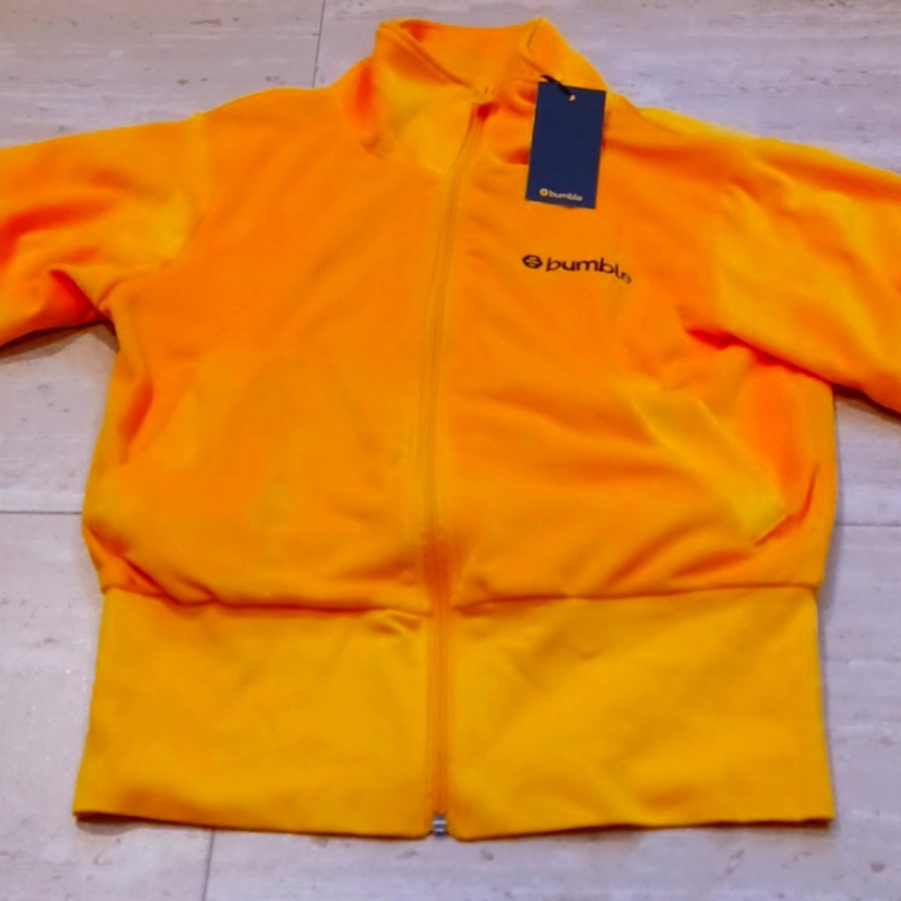 NWT Bumble Dating App Make the First Move Short Sleeve Zipper Velour Sweatshirt
